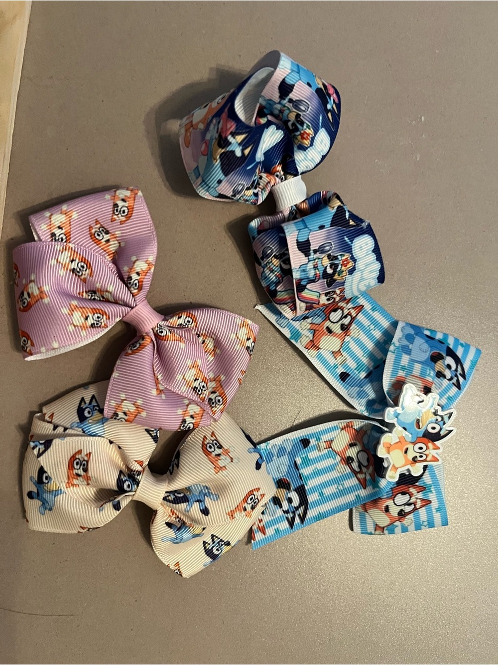 Kids Bluey Character Hair Bows – Pink, Blue, Cream